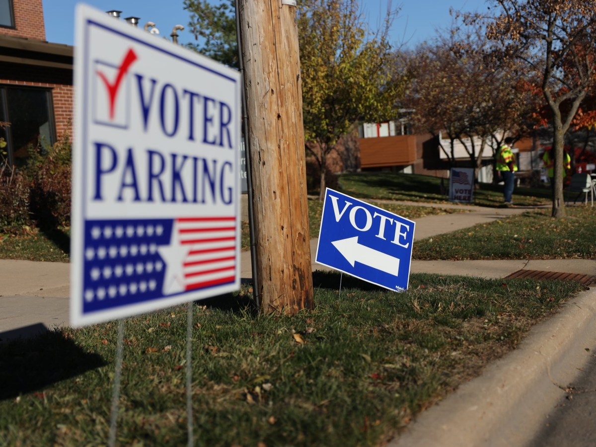 Voting signs in Madison, Wisconsin.
